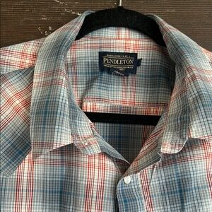 Pendleton Men's Plaid Shirt - Red and Blue